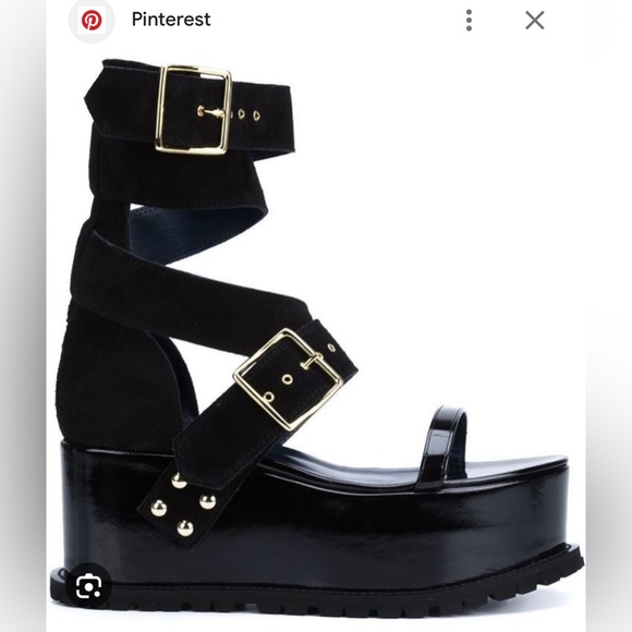 Made in Japan, Sacai black double strap platform sandals in size 38 - Picture 2 of 7